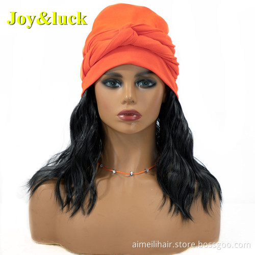 Wholesale Ladies African Wave Hairband Orange Yellow Hairband Natural Wavy Headband Wigs for Black Women Synthetic Hair Wigs
